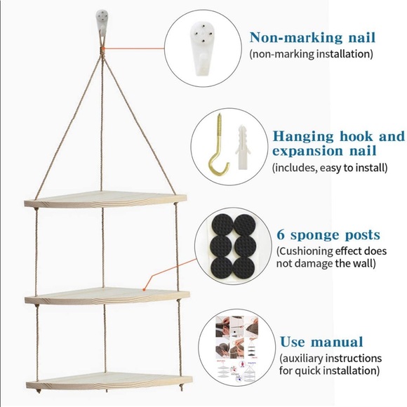 Three tiered corner hanging shelf - Picture 3 of 5